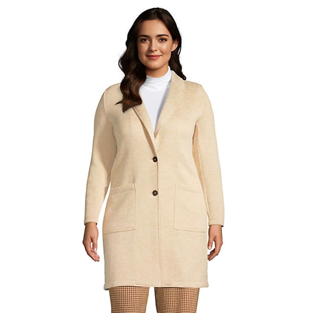 Lands End Plus Size Sweater Fleece Blazer Coat